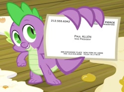 Size: 1067x800 | Tagged: safe, edit, edited screencap, screencap, character:spike, species:dragon, episode:spike at your service, g4, my little pony: friendship is magic, american psycho, crossover, exploitable meme, male, spike card meme