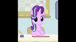 Size: 1920x1080 | Tagged: safe, derpibooru original, edit, edited screencap, screencap, character:starlight glimmer, species:pony, species:unicorn, episode:starlight the hypnotist, spoiler:interseason shorts, abba, animated, c:, cute, female, gimme! gimme! gimme! (a man after midnight), glimmerbetes, glimmy, hair flip, hair over one eye, headbob, mare, smiling, solo, sound, webm