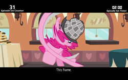 Size: 1280x800 | Tagged: safe, edit, edited screencap, screencap, character:pinkie pie, species:pony, episode:mmmystery on the friendship express, g4, my little pony: friendship is magic, cinemare sins, clothing, deerstalker, detective, faec, female, great moments in animation, hat, sherlock holmes, smear frame, solo, this frame