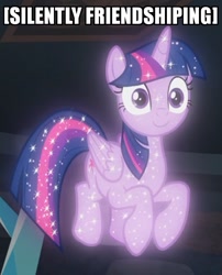 Size: 548x679 | Tagged: safe, edit, edited screencap, screencap, character:tree of harmony, character:treelight sparkle, character:twilight sparkle, species:alicorn, species:pony, episode:what lies beneath, g4, my little pony: friendship is magic, caption, cropped, floating, grammar error, image macro, impact font, implied twilight sparkle, looking at you, meme, misspelling, reaction image, sparkly, staring into your soul, text, tree of harmony, treelight sparkle