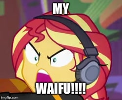 Size: 355x291 | Tagged: safe, edit, screencap, character:sunset shimmer, episode:game stream, g4, my little pony: equestria girls, my little pony:equestria girls, spoiler:eqg series (season 2), angry, caption, cropped, image macro, imgflip, text