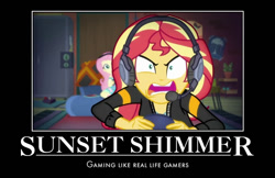 Size: 659x427 | Tagged: safe, edit, edited screencap, screencap, character:sunset shimmer, episode:game stream, g4, my little pony: equestria girls, my little pony:equestria girls, spoiler:eqg series (season 2), motivational poster