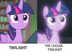Size: 1118x870 | Tagged: safe, edit, edited screencap, screencap, character:tree of harmony, character:treelight sparkle, character:twilight sparkle, character:twilight sparkle (alicorn), species:alicorn, species:pony, episode:starlight the hypnotist, episode:what lies beneath, g4, my little pony: friendship is magic, spoiler:interseason shorts, 1000 hours in ms paint, cool, meme, treelight sparkle