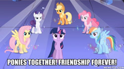 Size: 600x337 | Tagged: safe, edit, edited screencap, screencap, character:applejack, character:fluttershy, character:pinkie pie, character:rainbow dash, character:rarity, character:twilight sparkle, character:twilight sparkle (unicorn), species:earth pony, species:pegasus, species:pony, species:unicorn, episode:friendship is magic, g4, my little pony: friendship is magic, caption, castle of the royal pony sisters, female, image macro, mane six, mare, power rangers, power rangers samurai, text