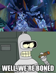Size: 600x783 | Tagged: safe, edit, edited screencap, screencap, character:tree of harmony, species:pony, episode:the beginning of the end, g4, my little pony: friendship is magic, bender bending rodriguez, cigar, futurama, male, meme, robot, tree of harmony, we're boned