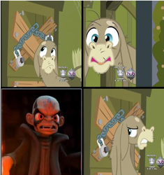 Size: 570x607 | Tagged: safe, edit, edited screencap, screencap, character:cranky doodle donkey, species:donkey, episode:a friend in deed, g4, my little pony: friendship is magic, crossover, kaos, meme, skylanders