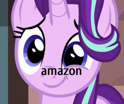 Size: 578x486 | Tagged: safe, edit, edited screencap, screencap, character:starlight glimmer, species:pony, episode:all bottled up, g4, my little pony: friendship is magic, amazon.com, logo, wat