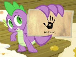 Size: 933x700 | Tagged: safe, edit, edited screencap, screencap, character:spike, species:dragon, episode:spike at your service, g4, my little pony: friendship is magic, dark brotherhood, exploitable meme, male, skyrim, spike card meme, the elder scrolls, video game