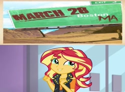 Size: 571x422 | Tagged: safe, edit, edited screencap, screencap, character:sunset shimmer, episode:a fine line, g4, my little pony: equestria girls, my little pony:equestria girls, anticipation, excited, gamer sunset, gearbox software, implied borderlands, implied borderlands 3, implied borderlands fan, reaction image, teaser