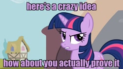 Size: 1365x768 | Tagged: safe, edit, edited screencap, screencap, character:twilight sparkle, episode:it's about time, g4, my little pony: friendship is magic, annoyed, caption, citation needed, female, image macro, reaction image, solo, text