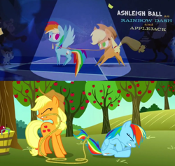 Size: 1008x956 | Tagged: safe, edit, screencap, character:applejack, character:rainbow dash, my little pony: the movie (2017), season 8, spoiler:s08, credits, female, friendship, shipping fuel