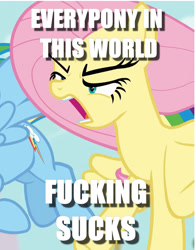 Size: 847x1081 | Tagged: safe, edit, edited screencap, screencap, character:fluttershy, species:pegasus, species:pony, episode:flutter brutter, g4, my little pony: friendship is magic, angry, caption, cropped, image macro, solo focus, text, vulgar, yelling