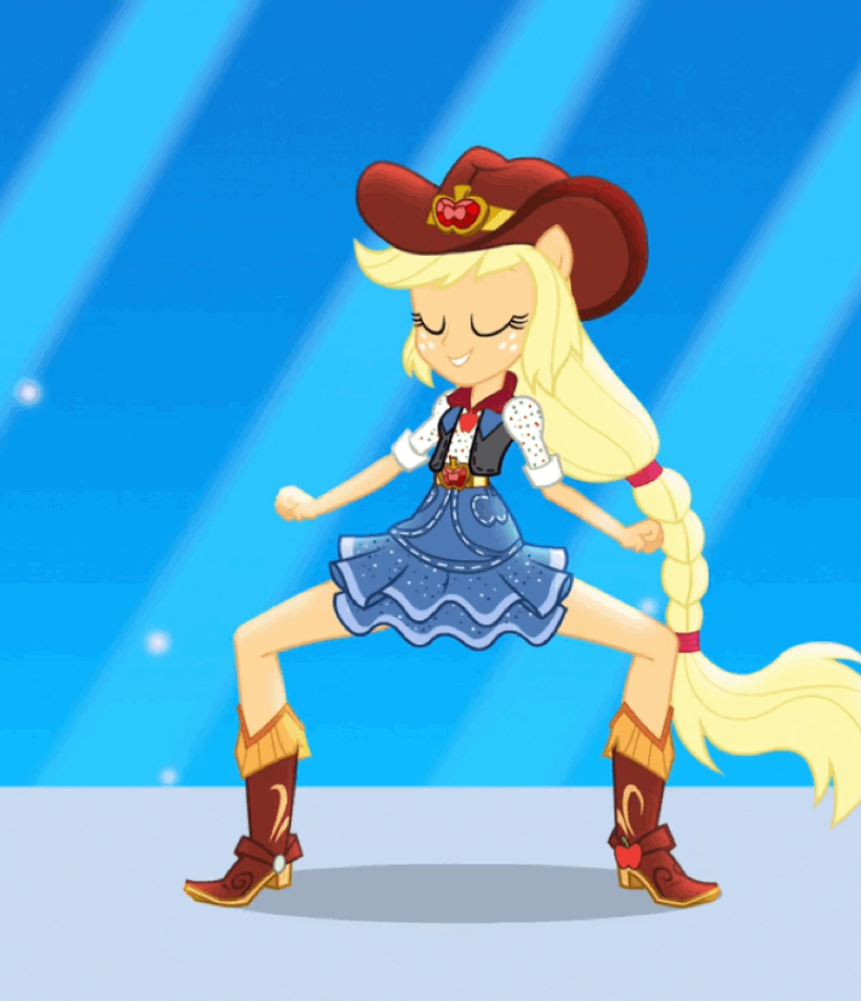 Size: 792x920 | Tagged: safe, edit, edited screencap, screencap, character:applejack, equestria girls:dance magic, g4, my little pony: equestria girls, my little pony:equestria girls, spoiler:eqg specials, animated, cropped, cute, dancing, eyes closed, female, gif, jackabetes, silly human, solo, who's a silly human