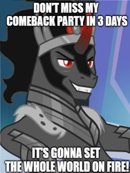 Size: 1156x1536 | Tagged: safe, edit, edited screencap, screencap, character:king sombra, species:pony, species:unicorn, episode:the beginning of the end, g4, my little pony: friendship is magic, season 9, 2019, countdown, male, meme, solo, stallion, stupid sexy sombra