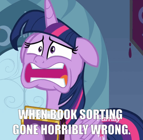Size: 488x481 | Tagged: safe, edit, edited screencap, screencap, character:twilight sparkle, character:twilight sparkle (alicorn), species:alicorn, species:pony, episode:the beginning of the end, g4, my little pony: friendship is magic, animated, book, caption, cropped, female, floppy ears, friendship journal, gif, image macro, mare, panic, solo, text