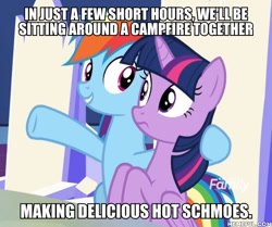Size: 600x501 | Tagged: safe, edit, edited screencap, screencap, character:rainbow dash, character:twilight sparkle, character:twilight sparkle (alicorn), species:alicorn, species:pony, episode:the beginning of the end, g4, my little pony: friendship is magic, disney, impact font, meme, toy story 2
