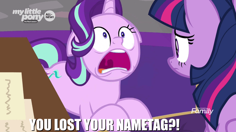 Size: 826x464 | Tagged: safe, edit, edited screencap, screencap, character:starlight glimmer, character:twilight sparkle, character:twilight sparkle (alicorn), species:alicorn, species:pony, species:unicorn, episode:the beginning of the end, g4, my little pony: friendship is magic, animated, caption, floppy ears, gif, hyperventilating, image macro, invisible stallion, missing identity, panic attack, spongebob squarepants, text, twilighting