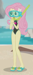 Size: 336x752 | Tagged: safe, edit, edited screencap, screencap, character:fluttershy, episode:unsolved selfie mysteries, g4, my little pony: equestria girls, my little pony:equestria girls, clothing, cute, female, one-piece swimsuit, shyabetes, snorkel, solo, swimsuit, swimsuit edit, wetsuit