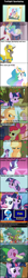 Size: 480x4658 | Tagged: safe, edit, edited screencap, screencap, character:apple bloom, character:applejack, character:princess celestia, character:rarity, character:spike, character:trixie, character:twilight sparkle, species:alicorn, species:dragon, species:earth pony, species:pony, species:unicorn, comic, female, golden oaks library, hommer simpson, implied death, male, mare, royal guard, screencap comic, silly, sleeping, stallion