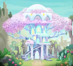 Size: 851x776 | Tagged: safe, edit, edited screencap, screencap, character:tree of harmony, species:pony, episode:uprooted, g4, my little pony: friendship is magic, cropped, crystal, crystal tree, scenery, scenery porn, tree, tree of harmony, treehouse of harmony