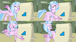 Size: 3840x2160 | Tagged: safe, edit, edited screencap, screencap, character:silverstream, species:classical hippogriff, species:hippogriff, episode:uprooted, g4, my little pony: friendship is magic, comic, despicable me, female, flying, gru's plan, meme, silverstream's plan, solo, stairs, that hippogriff sure does love stairs