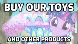 Size: 1024x574 | Tagged: safe, edit, edited screencap, screencap, character:tree of harmony, character:treelight sparkle, character:twilight sparkle, episode:uprooted, g4, my little pony: friendship is magic, buy our toys, caption, female, image macro, solo, text, treehouse of harmony, treelight sparkle