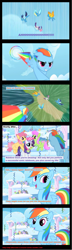 Size: 750x2620 | Tagged: safe, edit, edited screencap, screencap, character:derpy hooves, character:dizzy twister, character:lyra heartstrings, character:merry may, character:misty fly, character:orange swirl, character:rainbow dash, character:rainbowshine, character:rarity, character:soarin', character:spitfire, character:white lightning, species:pegasus, species:pony, episode:sonic rainboom, g4, my little pony: friendship is magic, alternate scenario, comic, female, implied death, mare, rainbow dumb, screencap comic