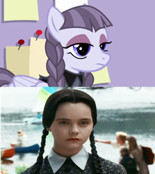 Size: 1024x1149 | Tagged: safe, edit, edited screencap, screencap, character:inky rose, species:human, species:pegasus, species:pony, episode:honest apple, g4, my little pony: friendship is magic, comparison, the addams family, wednesday addams