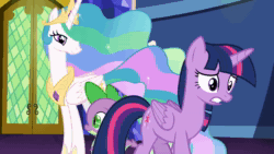 Size: 1280x720 | Tagged: safe, edit, edited screencap, screencap, character:applejack, character:pinkie pie, character:princess celestia, character:rarity, character:spike, character:twilight sparkle, character:twilight sparkle (alicorn), species:alicorn, species:dragon, species:earth pony, species:pony, species:unicorn, episode:celestial advice, episode:the beginning of the end, g4, my little pony: friendship is magic, :t, animated, blinking, cup, cutie map, female, floppy ears, friendship throne, grin, leaning, levitation, lidded eyes, looking back, looking down, magic, male, mare, open mouth, paper, pinkie being pinkie, quill, raised hoof, scroll, smiling, sound, squee, talking, throne, twilight's castle, twilighting, water, webm, wide eyes, winged spike, worried