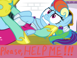 Size: 2000x1500 | Tagged: safe, edit, edited screencap, screencap, character:rainbow dash, character:zephyr breeze, species:pony, episode:sparkle's seven, g4, my little pony: friendship is magic, caption, discovery family logo, imminent rape, imminent sex, megaradash, out of context, rainbow dash always dresses in style, royal guard zephyr breeze, solo focus