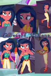Size: 1566x2349 | Tagged: safe, edit, edited screencap, screencap, character:desert sage, equestria girls:spring breakdown, g4, my little pony: equestria girls, my little pony:equestria girls, spoiler:eqg series (season 2), bare shoulders, clothing, cruise, cute, dancing, desert sage, food, happy, lifejacket, sageabetes, sleeveless, strapless