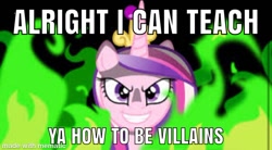 Size: 750x413 | Tagged: safe, edit, edited screencap, screencap, character:queen chrysalis, species:pony, episode:a canterlot wedding, g4, my little pony: friendship is magic, fake cadance, fire, lazytown, robbie rotten, song reference, we are number one