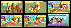 Size: 2273x906 | Tagged: safe, edit, edited screencap, screencap, character:apple bloom, character:applejack, character:big mcintosh, character:caramel apple, character:granny smith, character:mayor mare, character:red gala, character:winona, species:dog, species:earth pony, species:pegasus, species:pony, species:unicorn, episode:the last roundup, g4, my little pony: friendship is magic, alternate scenario, apple family member, bad end, body slam, butt, comic, crossing the line twice, dogpile, female, filly, hospital, male, mare, ouch, plot, pony pile, reality ensues, stallion, suffocating