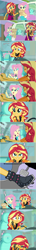 Size: 1282x8903 | Tagged: safe, edit, edited screencap, screencap, character:fluttershy, character:sunset shimmer, episode:driving miss shimmer, g4, my little pony: equestria girls, my little pony:equestria girls, car, cat, comic, driving miss shimmer: fluttershy, pedal, screencap comic