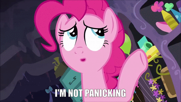 Size: 600x338 | Tagged: safe, edit, edited screencap, screencap, character:pinkie pie, species:pony, episode:secrets and pies, g4, my little pony: friendship is magic, animated, female, gif, panic attack, party cave, solo