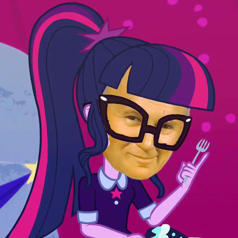 Size: 800x800 | Tagged: safe, edit, edited screencap, screencap, character:twilight sparkle, character:twilight sparkle (scitwi), species:eqg human, episode:twilight under the stars, g4, my little pony: equestria girls, my little pony:equestria girls, spoiler:eqg series (season 2), animated, female, fork, meme, pope, solo