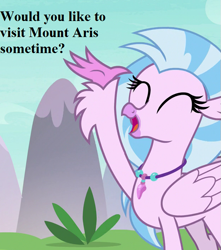 Size: 621x702 | Tagged: safe, edit, edited screencap, screencap, character:silverstream, episode:non-compete clause, g4, my little pony: friendship is magic, bronybait, cropped, cute, diastreamies, jewelry, mountain, necklace