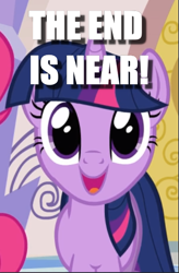 Size: 391x596 | Tagged: safe, edit, edited screencap, screencap, character:twilight sparkle, episode:games ponies play, g4, my little pony: friendship is magic, caption, cropped, dissonant caption, end of ponies, image macro, irrational exuberance, smiling, solo focus, text