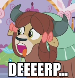 Size: 576x597 | Tagged: safe, edit, edited screencap, screencap, character:yona, episode:she's all yak, g4, my little pony: friendship is magic, caption, cropped, image macro, meme, text