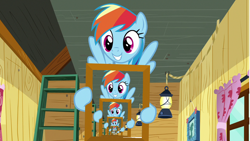 Size: 1280x720 | Tagged: safe, edit, edited screencap, screencap, character:rainbow dash, species:pony, episode:the washouts, g4, my little pony: friendship is magic, cute, dashabetes, droste effect, inception, it never ends, rainbow dash's poster, recursion, we need to go deeper