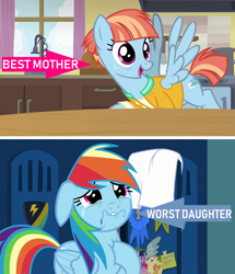 Size: 1244x1448 | Tagged: safe, edit, edited screencap, screencap, character:rainbow dash, character:windy whistles, species:pony, episode:parental glideance, g4, my little pony: friendship is magic, crying, female, mother and daughter, op is a duck, op is trying to start shit, sad