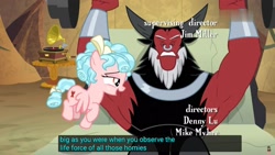 Size: 1920x1080 | Tagged: safe, edit, edited screencap, screencap, character:cozy glow, character:lord tirek, species:centaur, species:pegasus, species:pony, episode:frenemies, g4, my little pony: friendship is magic, armpits, barbell, bench press, caption, exercise, female, filly, homie, meme, weight lifting, youtube caption