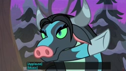 Size: 1920x1080 | Tagged: safe, edit, edited screencap, screencap, character:queen chrysalis, episode:frenemies, g4, my little pony: friendship is magic, caption, disguise, disguised changeling, meme, ophiotaurus, youtube caption