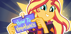 Size: 1920x915 | Tagged: safe, edit, edited screencap, screencap, character:sunset shimmer, episode:how to backstage, g4, my little pony: equestria girls, my little pony:equestria girls, spoiler:eqg series (season 2), cute, shimmerbetes, title card