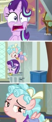 Size: 691x1594 | Tagged: safe, edit, edited screencap, screencap, character:cozy glow, character:starlight glimmer, species:pegasus, species:pony, episode:marks for effort, episode:school raze, g4, my little pony: friendship is magic, abuse, background pony strikes again, bad end, comic, female, filly, glimmerbuse, screencap comic, trash can