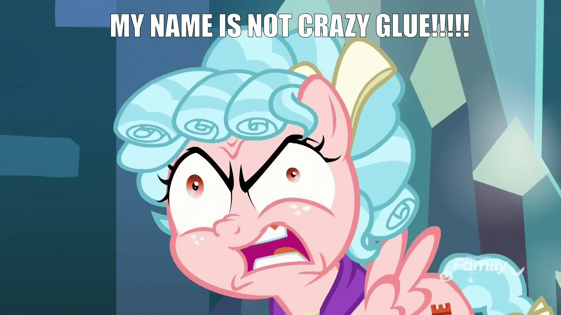 Size: 1920x1080 | Tagged: safe, edit, edited screencap, screencap, character:cozy glow, species:pegasus, species:pony, episode:school raze, g4, my little pony: friendship is magic, angry, caption, cozy glow is best facemaker, cozybetes, crazy glow, crazy glue, cute, deranged, dialogue, discovery family logo, faec, female, filly, foal, great moments in animation, image macro, in a nutshell, insanity, meme, not helping your case, open mouth, round trip's mlp season 9 in a nutshell, screaming, solo, text