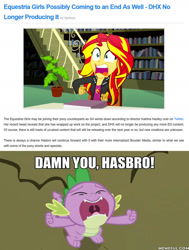 Size: 1364x1808 | Tagged: safe, edit, edited screencap, screencap, character:spike, character:sunset shimmer, species:dragon, equestria daily, episode:a dog and pony show, episode:epic fails, eqg summertime shorts, g4, my little pony: equestria girls, my little pony: friendship is magic, my little pony:equestria girls, caption, dhx media, end of ponies, female, hasbro, image macro, impact font, lucifer hasbro, male, meme, spike's no, text, the end is neigh, the end of equestria girls