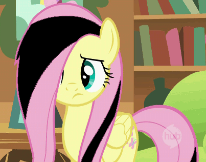Size: 403x316 | Tagged: safe, edit, edited screencap, screencap, character:fluttershy, episode:a bird in the hoof, g4, my little pony: friendship is magic, animated, emoshy, hub logo