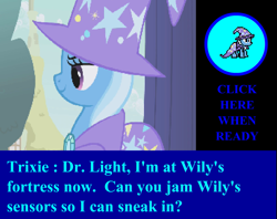 Size: 1027x813 | Tagged: safe, edit, edited screencap, screencap, character:trixie, species:pony, episode:boast busters, g4, my little pony: friendship is magic, dialogue, game screencap, megaman, megapony