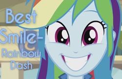 Size: 3151x2046 | Tagged: safe, edit, edited screencap, screencap, character:rainbow dash, episode:pinkie on the one, g4, my little pony: equestria girls, my little pony:equestria girls, cute, dashabetes, female, looking at you, smiling, solo